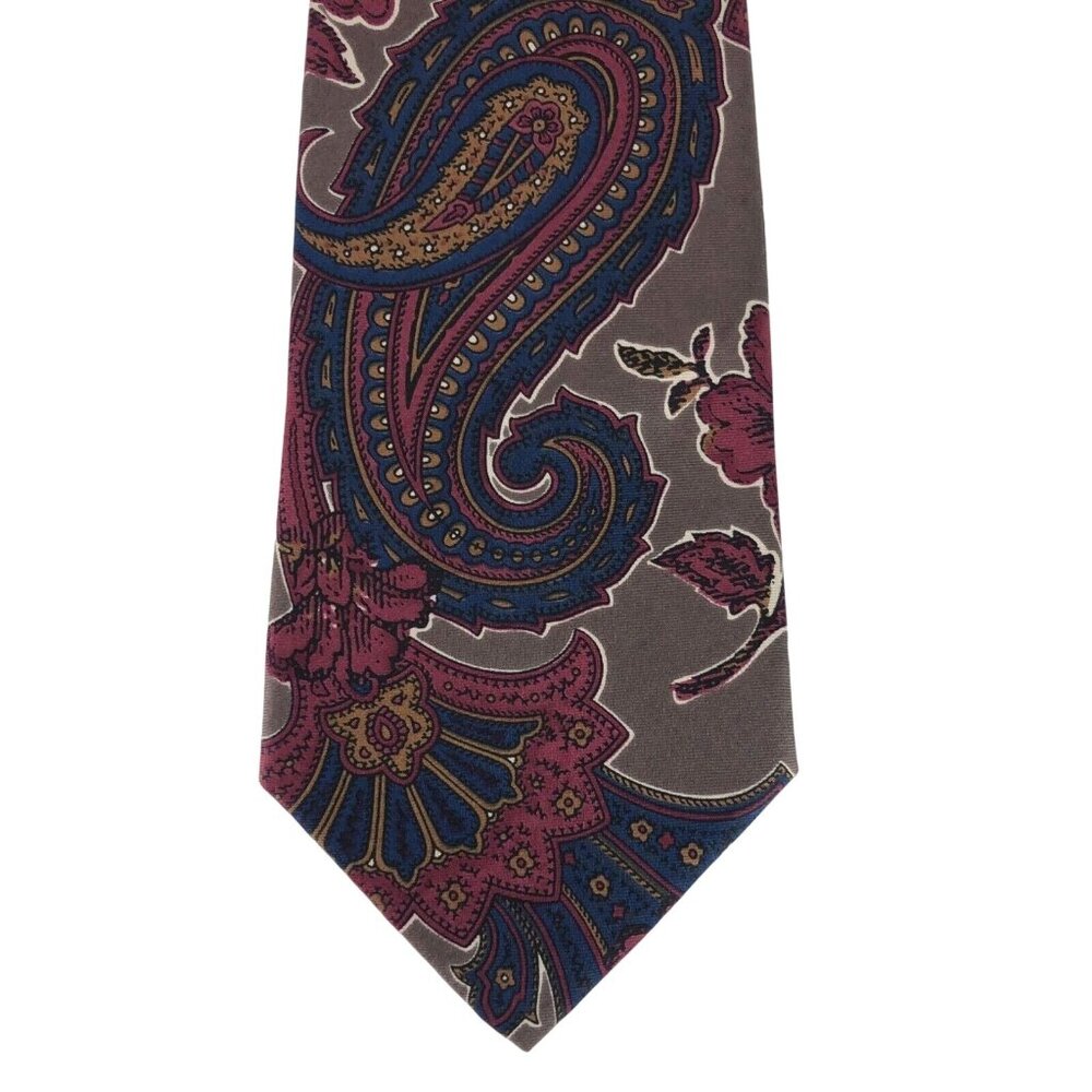 Accents Multicolor 100% Silk Mens Tie Necktie Paisley Floral Design Vintage